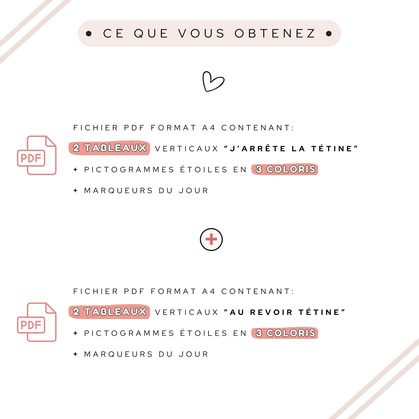 Tableaux pour arrêter la tétine enfant