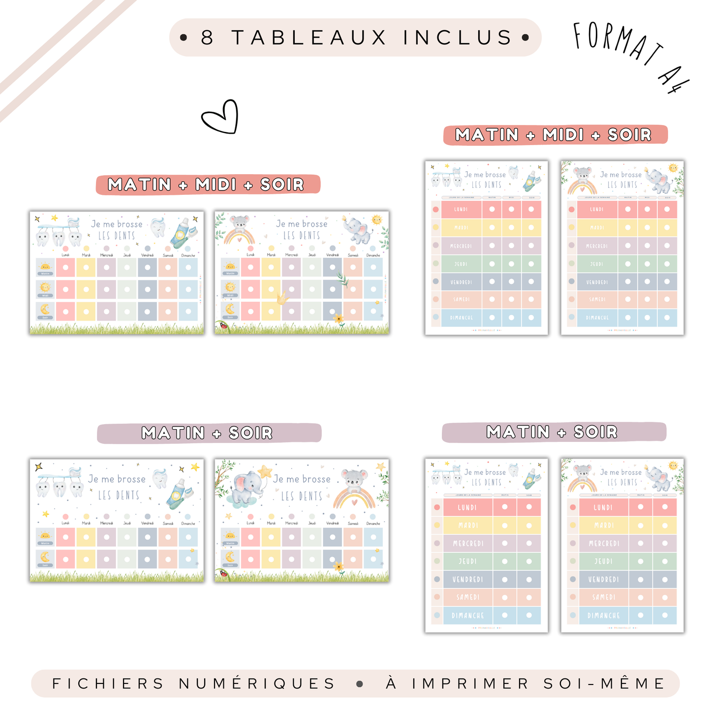 Tableau de motivation brossage de dents