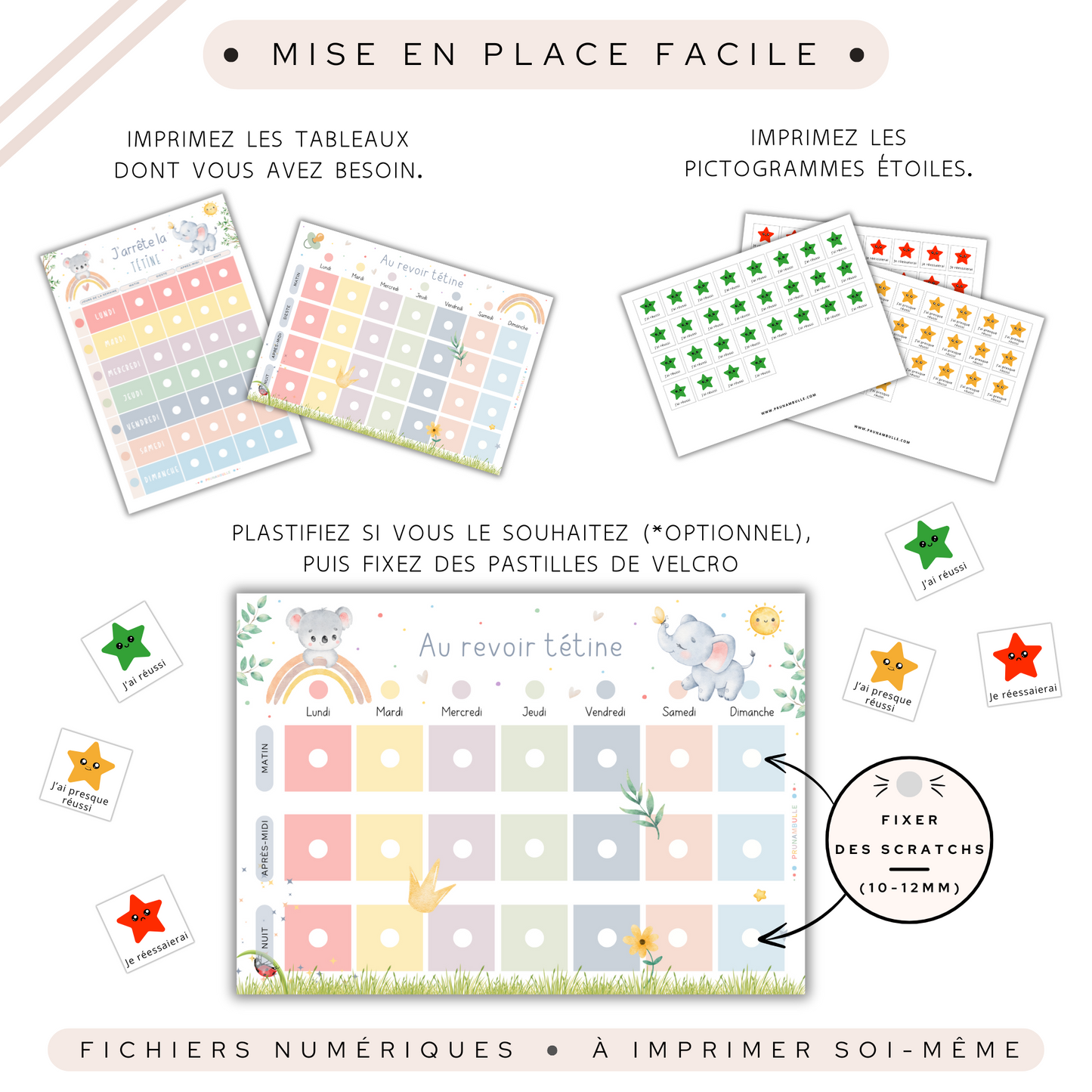 Tableaux pour arrêter la tétine enfant