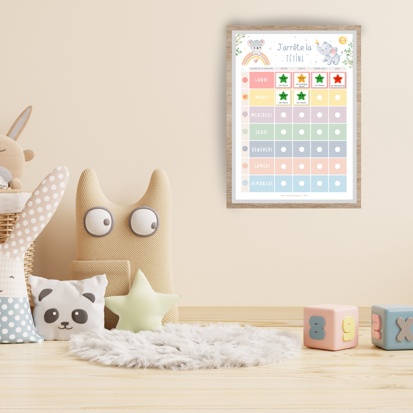 Tableaux pour arrêter la tétine enfant