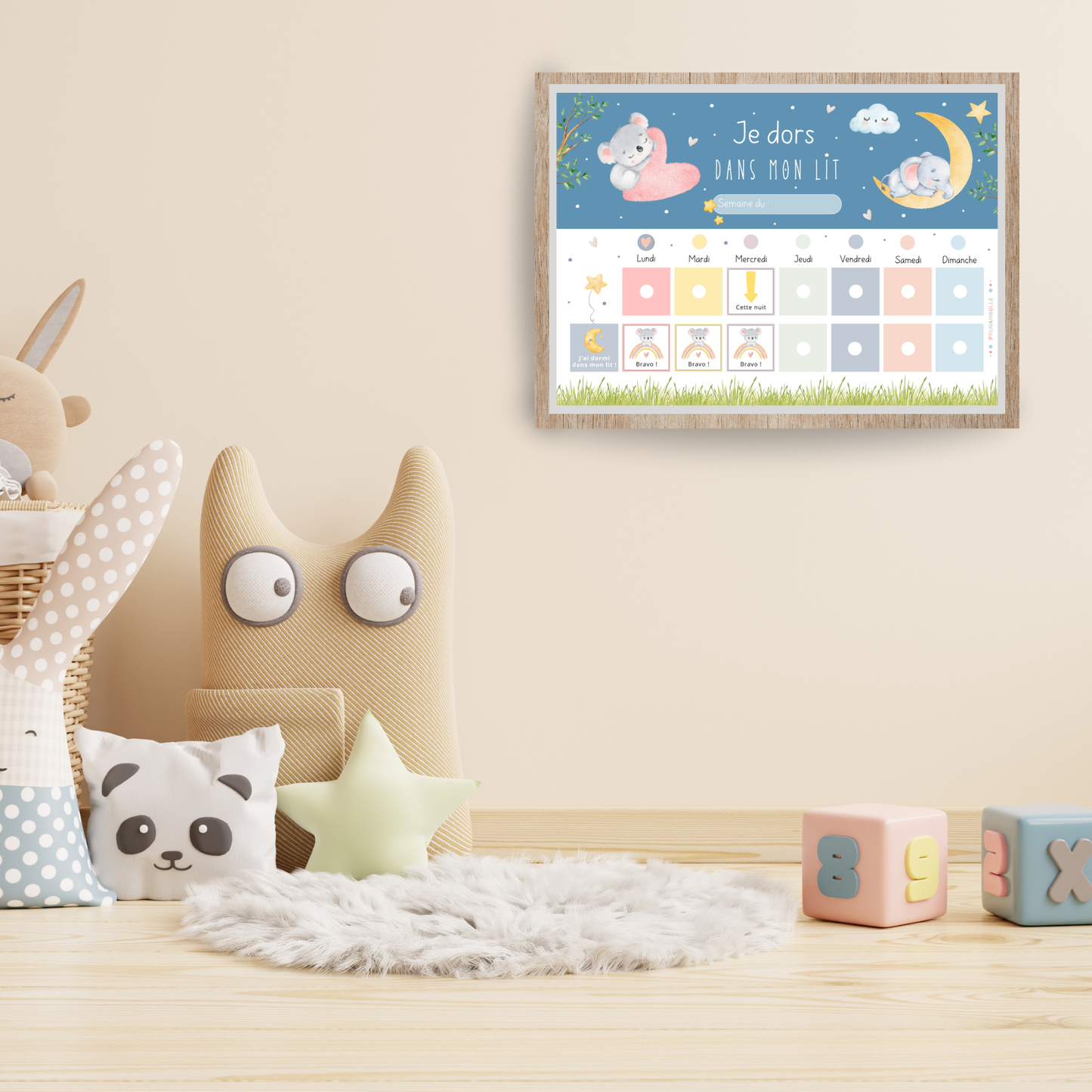 Tableaux "je dors dans mon lit"