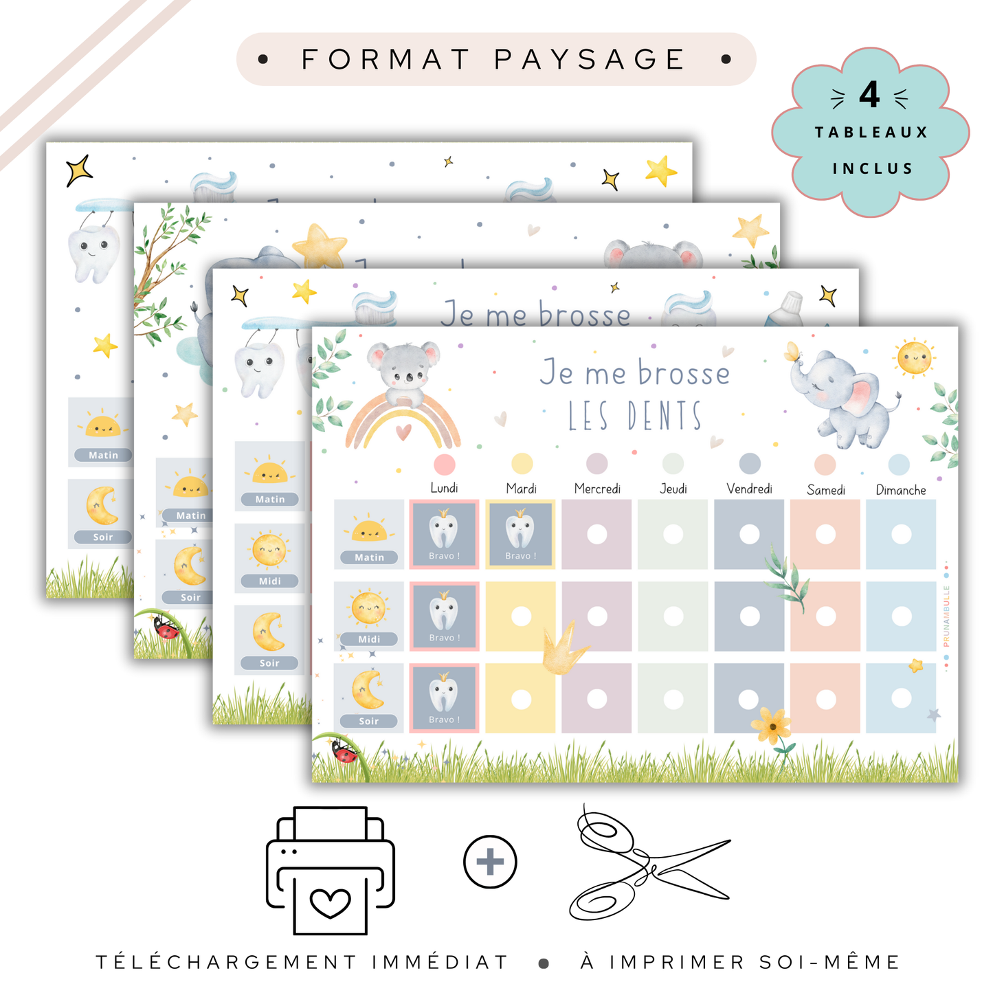 Tableau de motivation brossage de dents