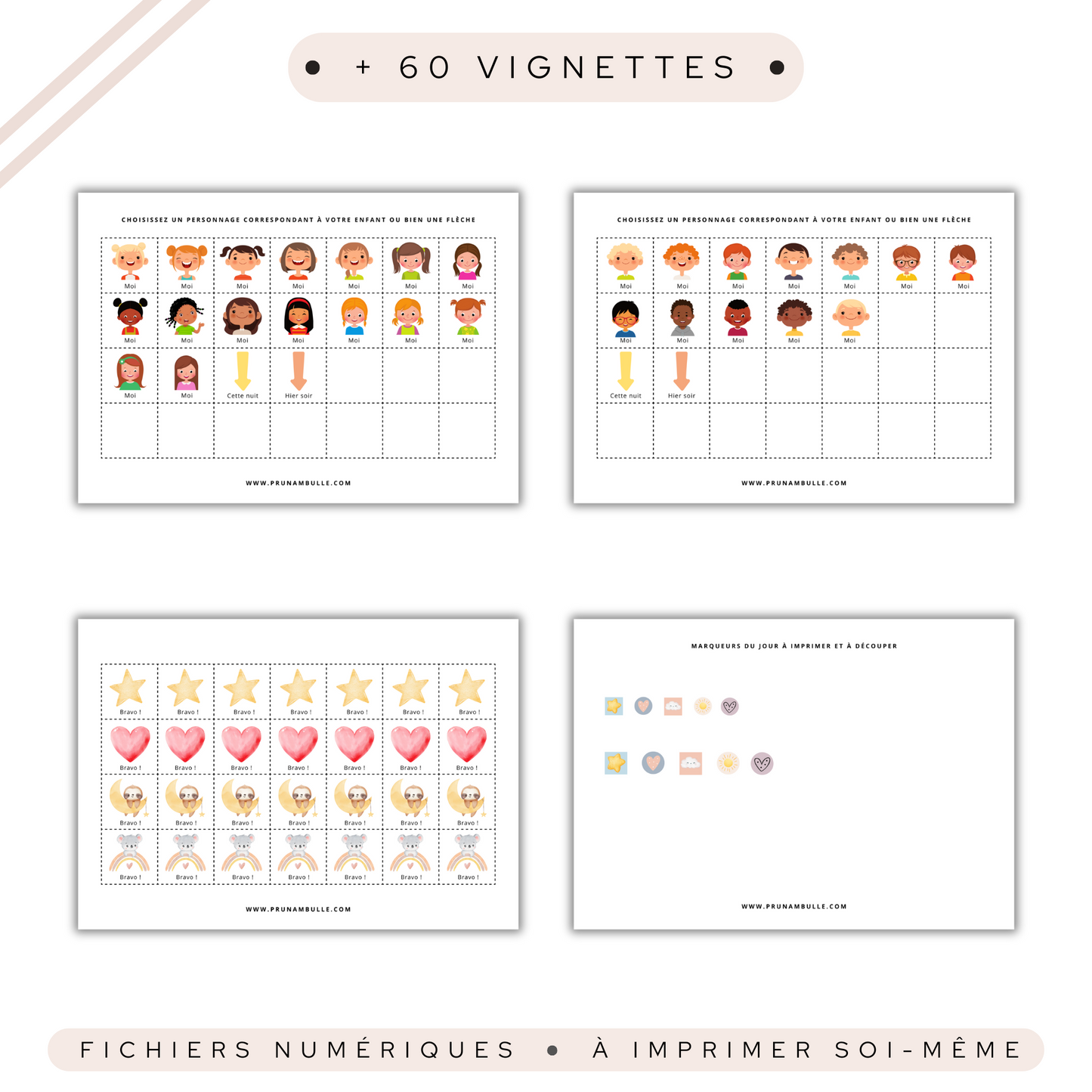 Tableaux "je dors dans mon lit"