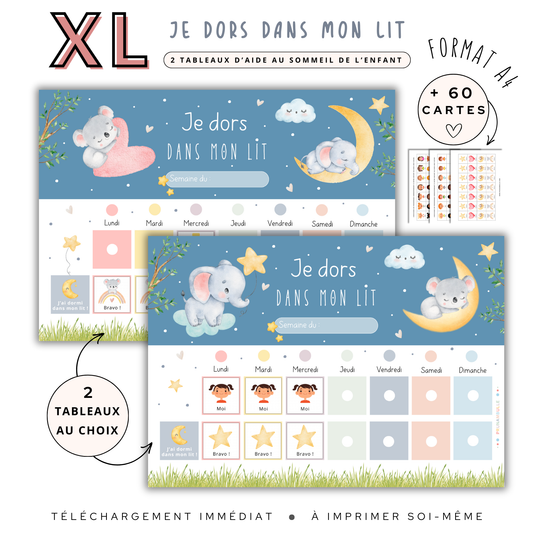 Tableaux "je dors dans mon lit"