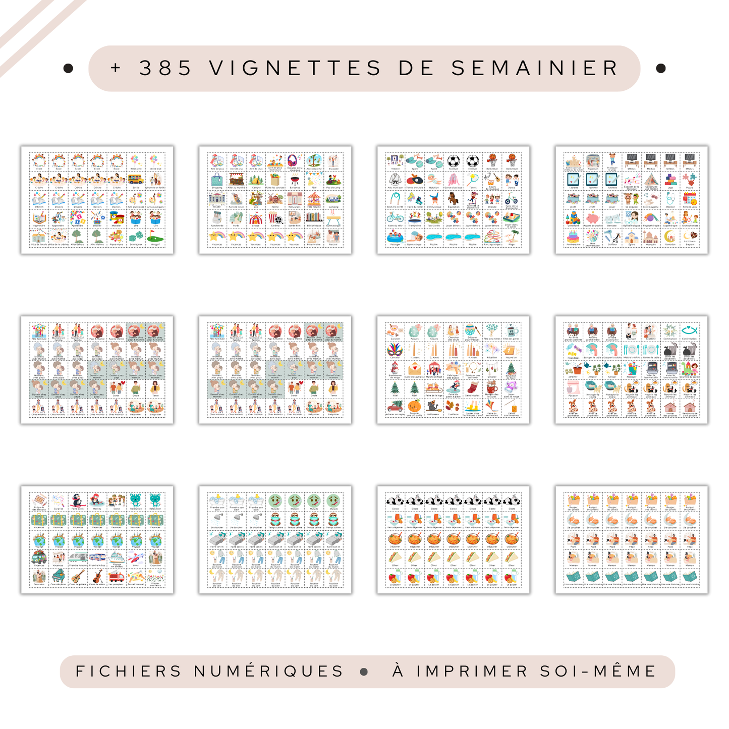 Semainier enfant, emploi du temps visuel