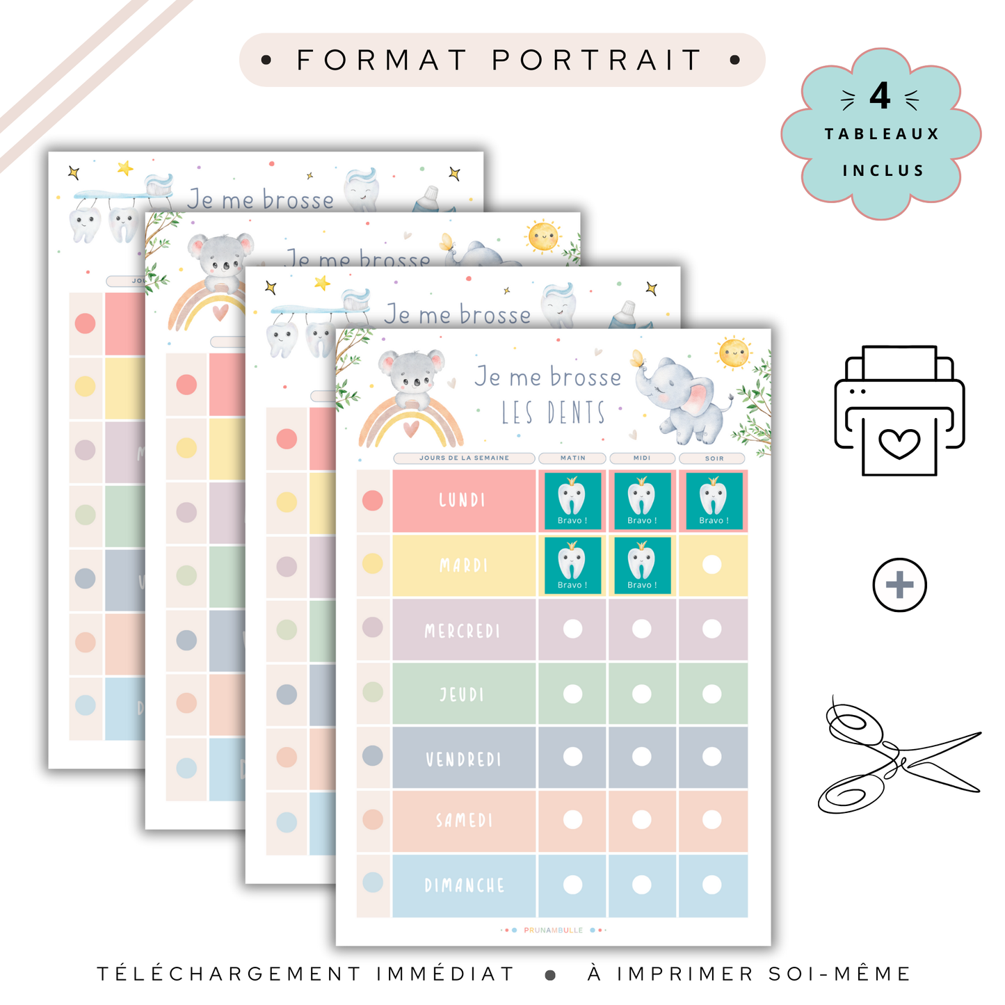 Tableau de motivation brossage de dents