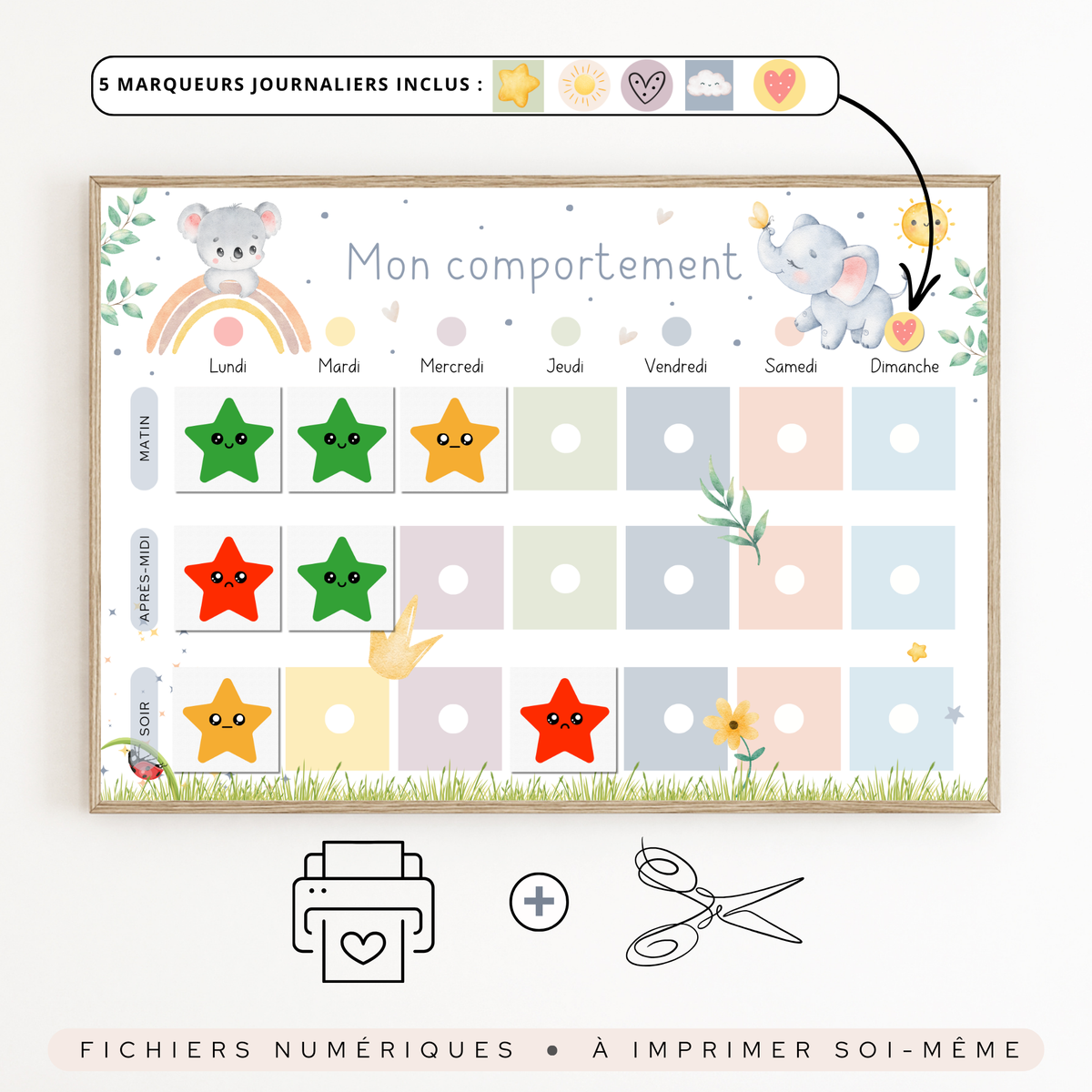 Tableau de comportement et motivation pour enfant – Prunambulle